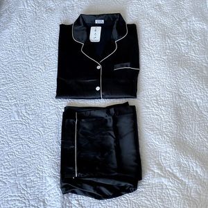 Black Silk Satin Feel PJ set